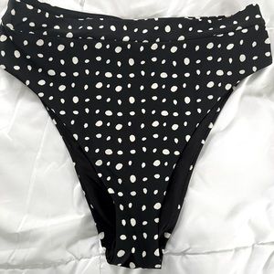 Aerie High Cut Cheeky Swim Suit Bottoms Black & White Pattern Black & White